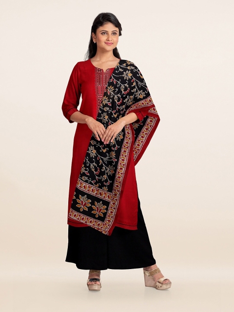 

Pothys Red Unstitched Dress Material