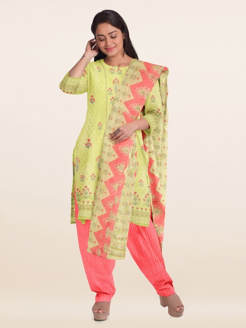 

Pothys Green Printed Viscose Rayon Unstitched Dress Material