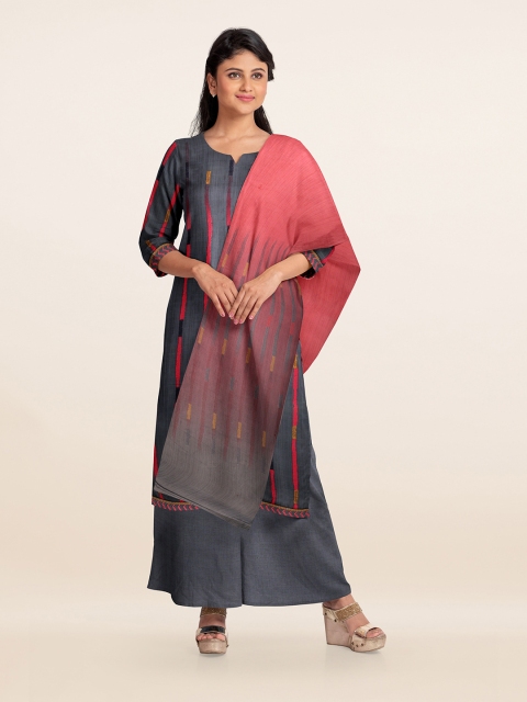 

Pothys Grey & Pink Printed Unstitched Dress Material