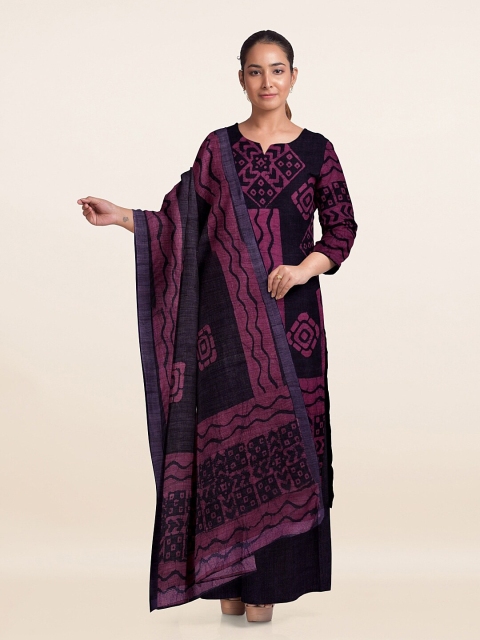 

Pothys Purple Printed Unstitched Dress Material
