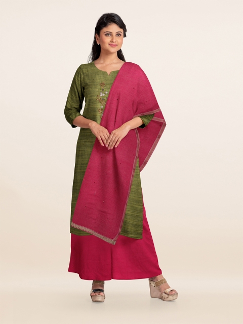 

Pothys Green Unstitched Dress Material