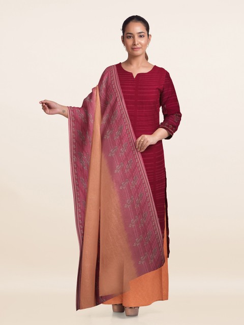 

Pothys Pink Printed Unstitched Dress Material