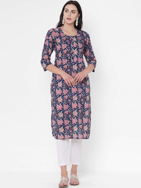 

ZOLA Women Blue & Pink Floral Printed Floral Kurta