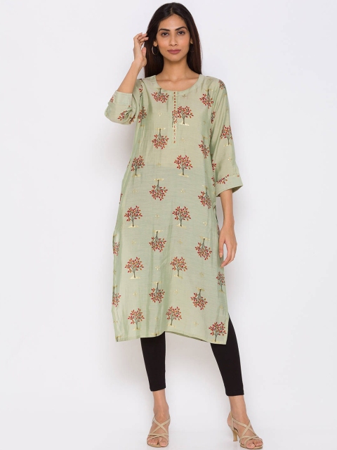 

ZOLA Women Green & Red Ethnic Motifs Printed Kurta