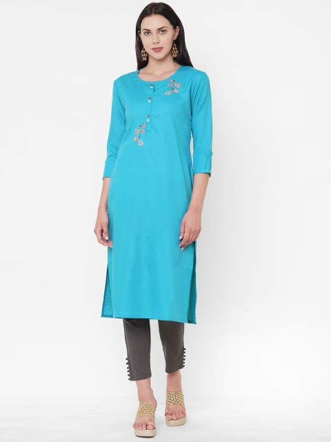 

ZOLA Women Blue Floral Thread Work Kurta