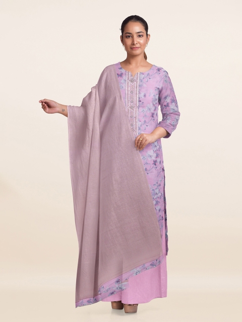 

Pothys Pink & Purple Floral Printed Unstitched Dress Material