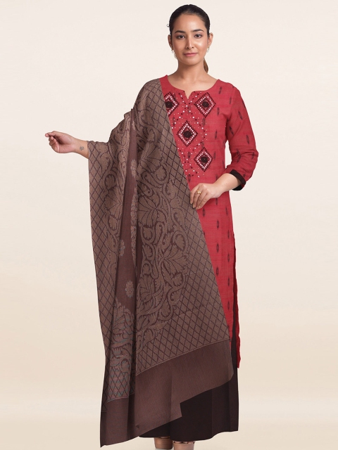 

Pothys Red & Black Unstitched Dress Material