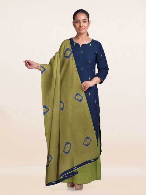 

Pothys Blue & Green Printed Unstitched Dress Material