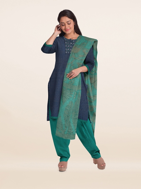 

Pothys Blue & Green Printed Unstitched Dress Material