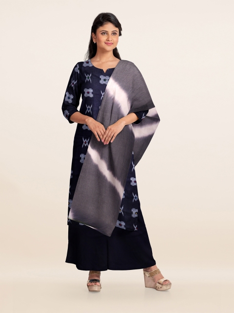 

Pothys Navy Blue & Grey Printed Unstitched Dress Material