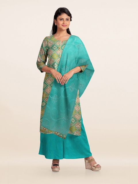 

Pothys Multicoloured & Green Printed Unstitched Dress Material, Multi
