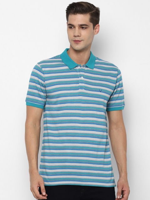 

Allen Solly Men Blue & Green Striped Polo Collar T-shirt