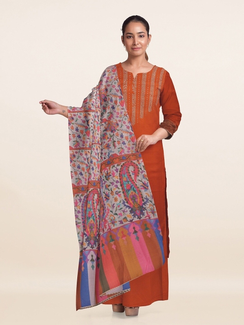 

Pothys Women Orange Printed Unstitched Dress Material