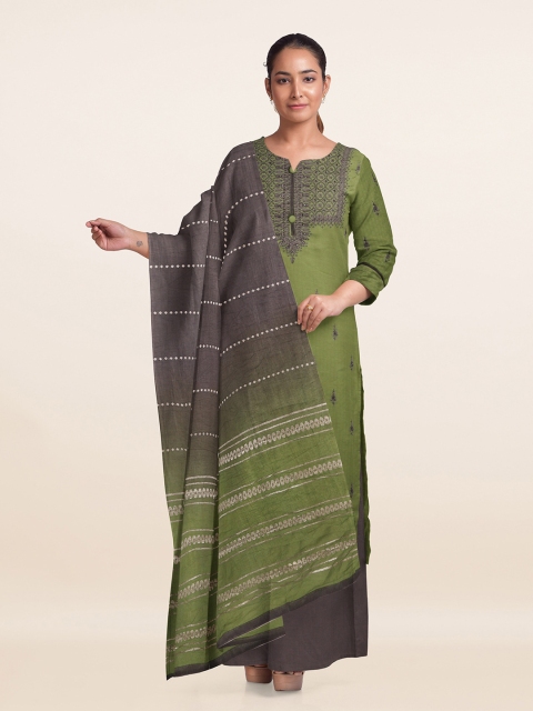 

Pothys Green & Grey Printed Unstitched Dress Material
