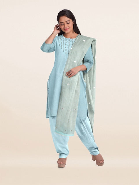 

Pothys Blue & Grey Unstitched Dress Material