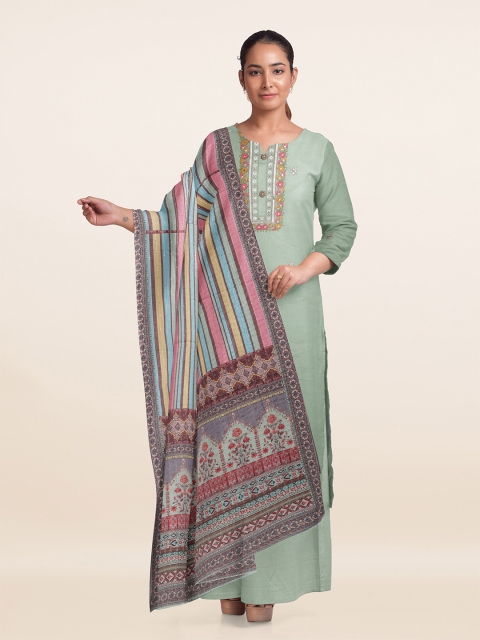 

Pothys Sea Green & Grey Unstitched Dress Material