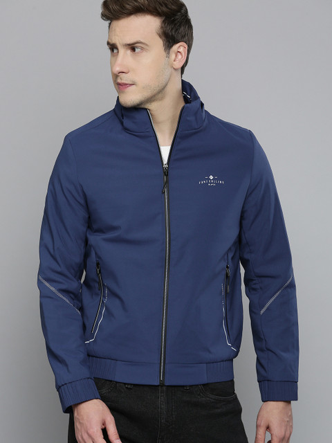 

Fort Collins Men Navy Blue Detachable Hood Tailored Jacket