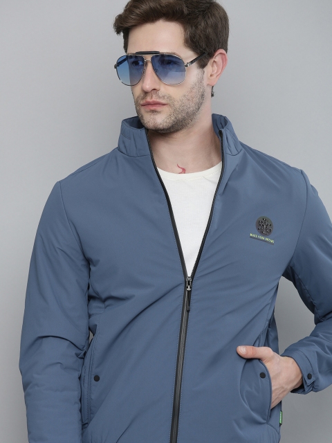 

Fort Collins Men Blue Solid Bomber Jacket