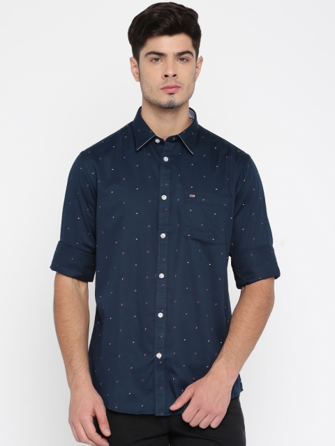 

Arrow Sport Men Navy Printed Slim Fit Casual Shirt, Navy blue