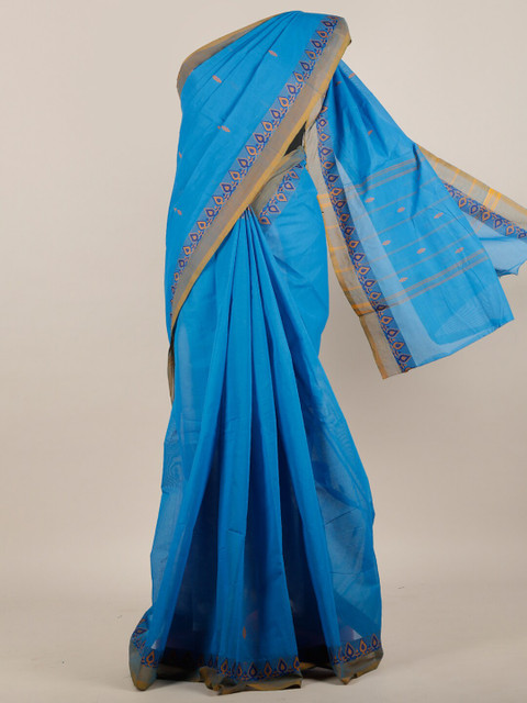 

Pothys Blue Ethnic Motifs Zari Pure Cotton Saree