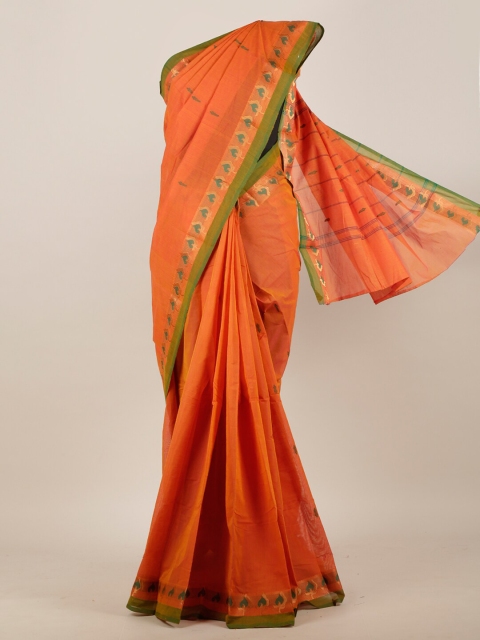 

Pothys Orange & Green Ethnic Motifs Pure Cotton Saree