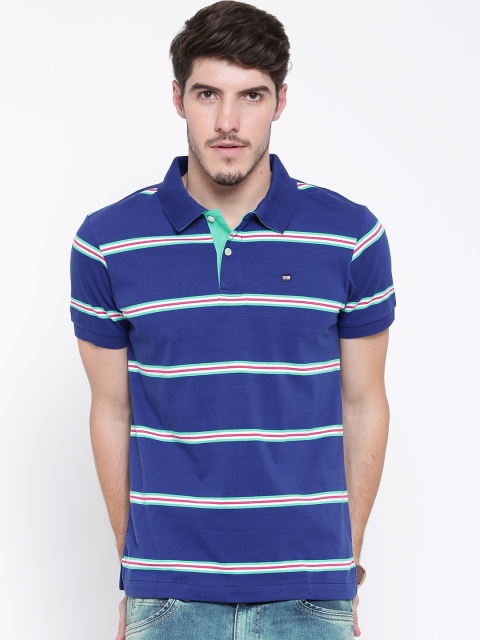 

Arrow Sport Men Blue Striped Polo Collar T-shirt
