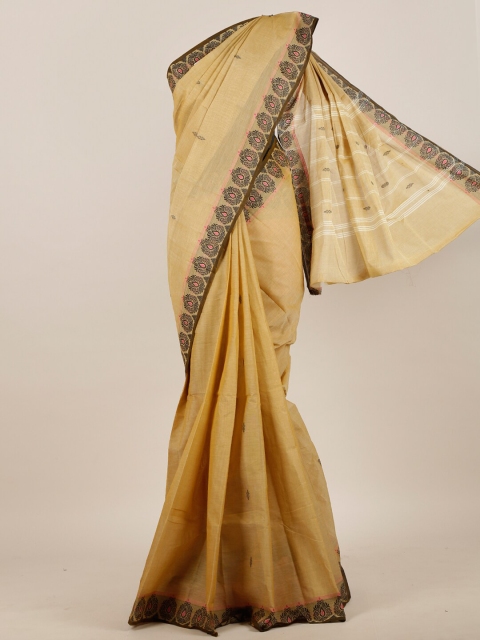 

Pothys Cream-Coloured Floral Pure Cotton Saree