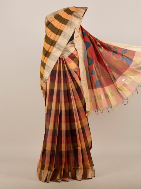 

Pothys Yellow & Green Checked Pure Cotton Saree