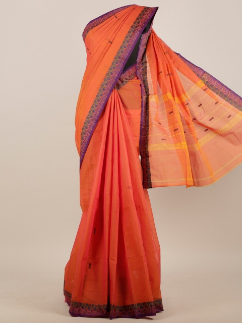 

Pothys Orange & Purple Ethnic Motifs Pure Cotton Saree