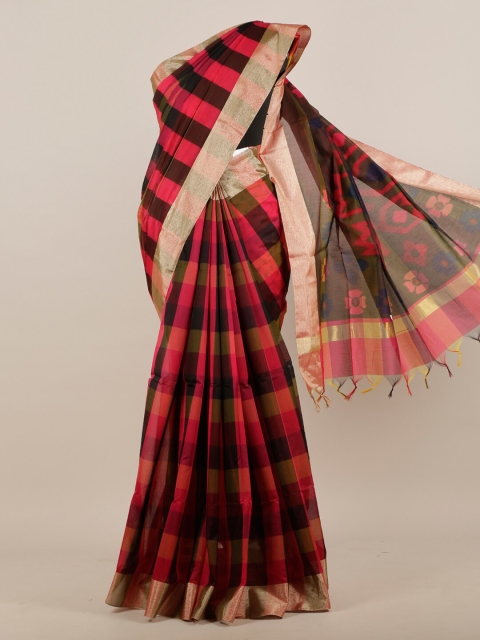 

Pothys Multicoloured Checked Pure Cotton Saree, Multi