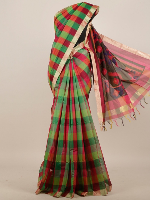 

Pothys Multicoloured Checked Zari Pure Cotton Saree, Multi