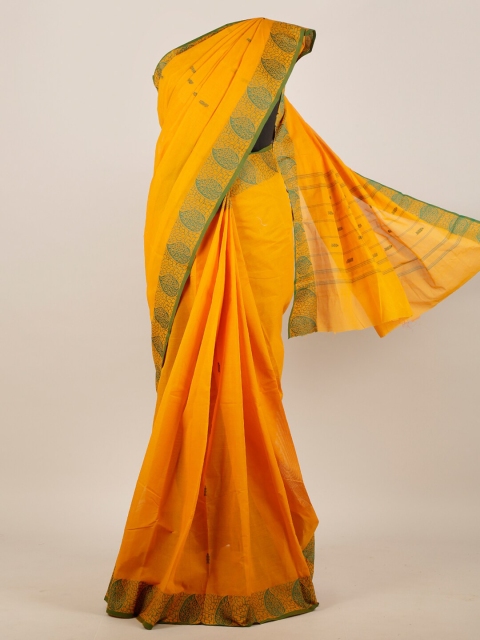 

Pothys Yellow & Green Ethnic Motifs Pure Cotton Saree