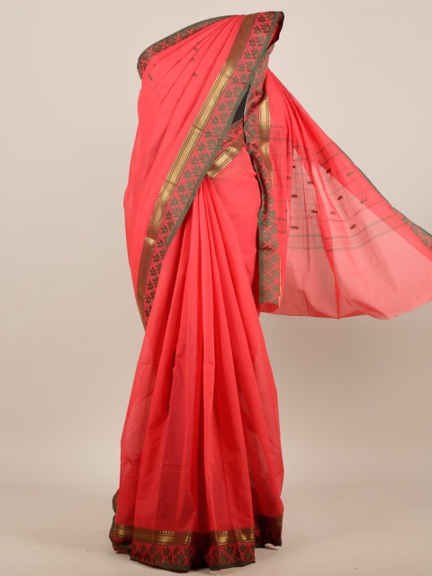 

Pothys Pink Floral Zari Pure Cotton Saree