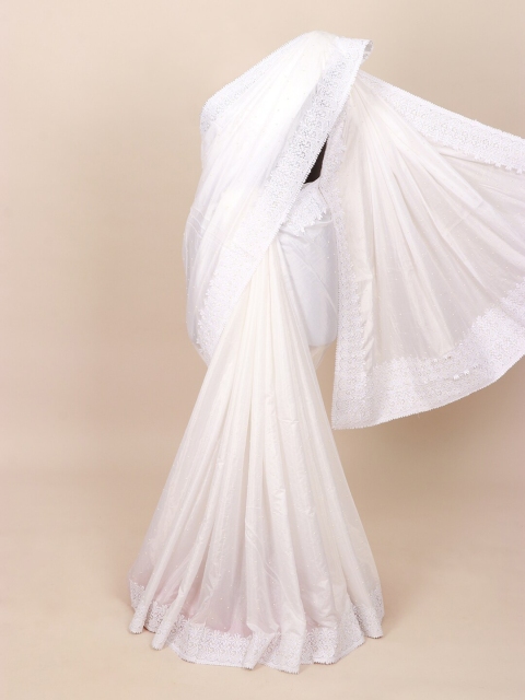 

Pothys White Embellished Beads and Stones Art Silk Saree