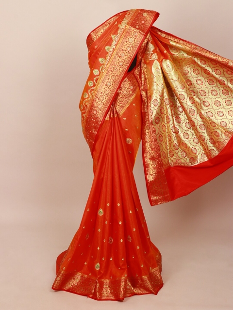 

Pothys Orange Woven Design Zari Art Silk Banarasi Saree