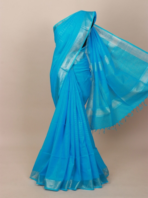 

Pothys Blue Pure Linen Saree