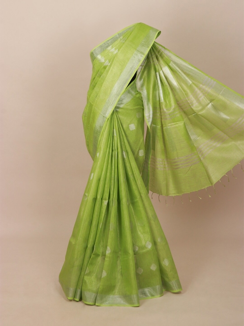 

Pothys Green Ethnic Motifs Pure Linen Saree