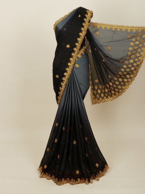 

Pothys Grey & Black Ethnic Motifs Embroidered Saree