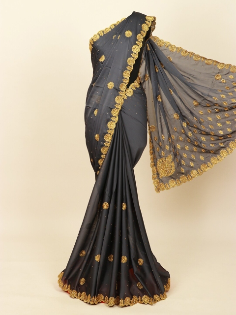 

Pothys Women Grey Ethnic Motif Embroidered & Embellished Saree