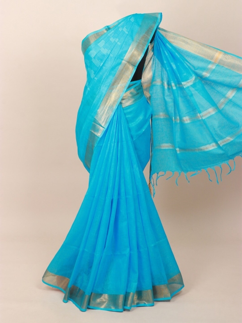

Pothys Blue Pure Linen Saree