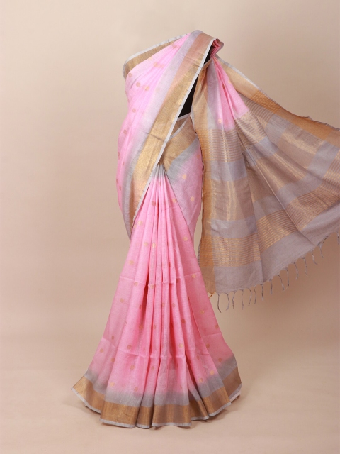 

Pothys Pink Pure Linen Saree