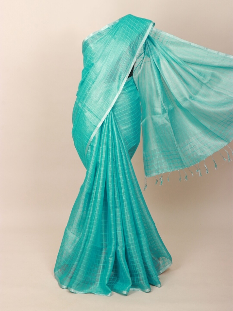 

Pothys Blue Striped Pure Linen Saree