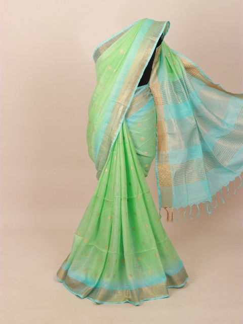 

Pothys Green Woven Design Pure Linen Saree