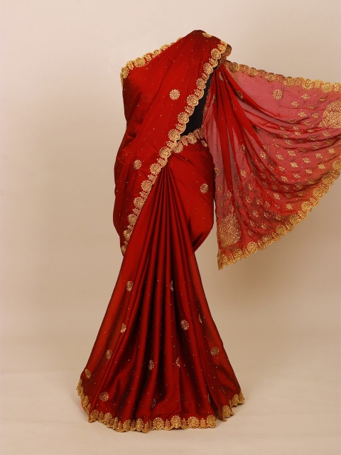 

Pothys Women Blue Ethnic Motif Embroidered & Embellished Saree, Maroon