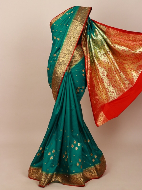 

Pothys Green Ethnic Motifs Zari Art Silk Banarasi Saree