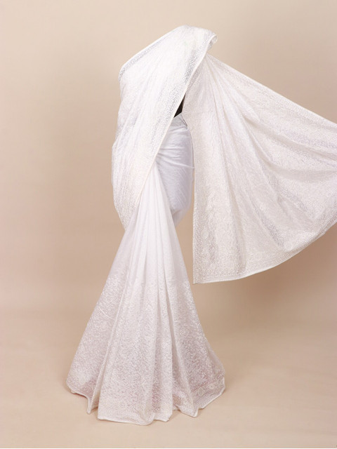 

Pothys White Ethnic Motifs Art Silk Saree