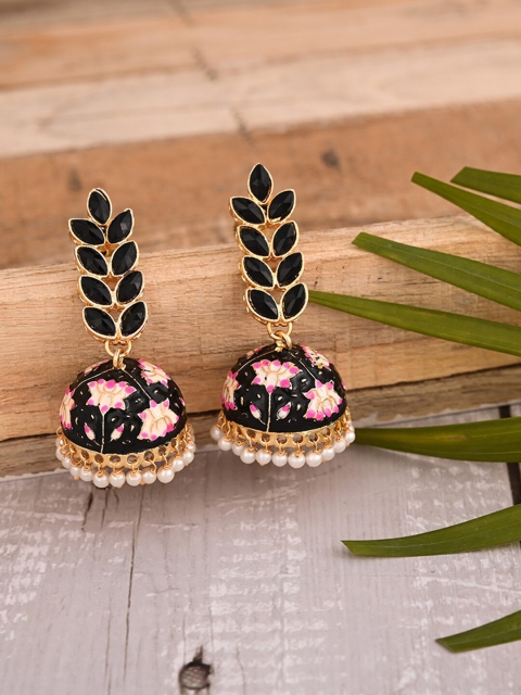 

Natures Buggy Black Ethnic Brass Gold Plated Jhumkas Earrings