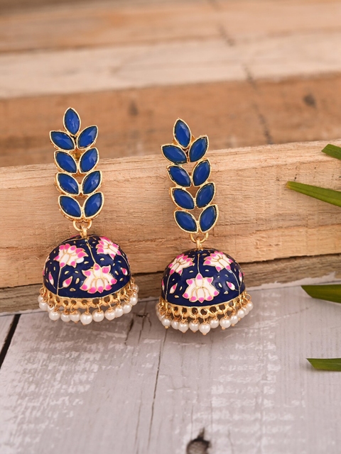 

Natures Buggy Women Gold-Plated Blue Ethnic Jhumkas Earrings
