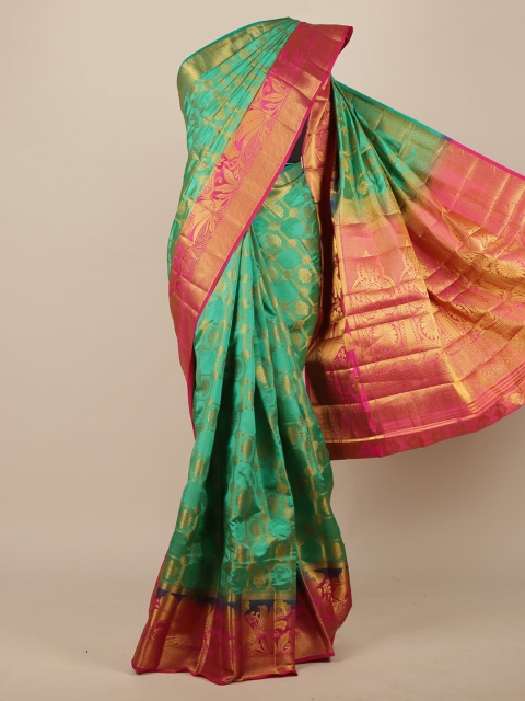 

Pothys Green Ethnic Motifs Zari Jute Silk Saree