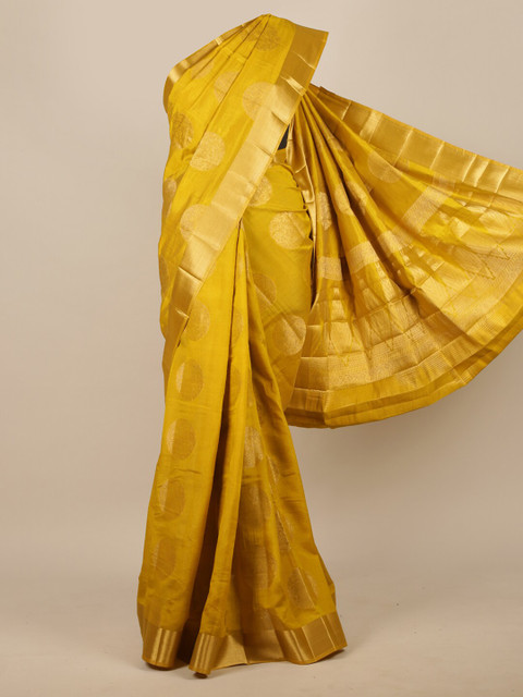 

Pothys Yellow Woven Design Jute Silk Saree